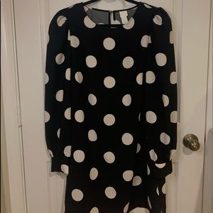 H&M black and white polka dot dress, size L.